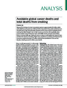 Avoidable global cancer deaths and total deaths from smoking