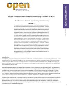 R. Radharamanan, Ha Van Vo, Jeng-Nan Juang, Mercer University  Abstract This paper presents the project-based innovation and entrepreneurship education activi-  PEER-REVIEWED PAPER