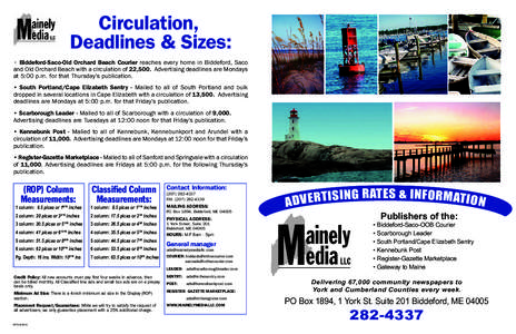 Newspaper / Kennebunk /  Maine / Biddeford /  Maine / Pica / Saco /  Maine / Portland – South Portland – Biddeford metropolitan area / Publishing / Column inch