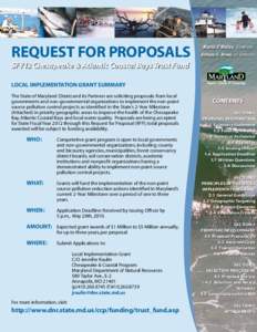 REQUEST FOR PROPOSALS  Martin O’Malley, Governor Anthony G. Brown, Lt. Governor  SFY12 Chesapeake & Atlantic Coastal Bays Trust Fund