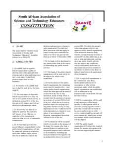 South African Association of Science and Technology Educators CONSTITUTION  1.