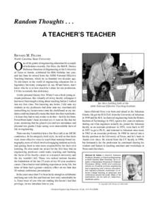 Random ThoughtsA TEACHER’S TEACHER Richard M. Felder O