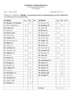 Committee on Natural Resources U.S. House of Representatives 112th Congress Date:  May 16, 2012