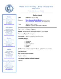 Rhode Island Building Official’s Association www.riboa.net PO Box 1246 – Coventry, RI[removed]___________________________________________________________  Meeting Agenda