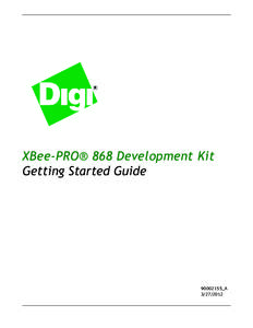 XBee-PRO® 868 Development Kit Getting Started Guide 90002155_A[removed]