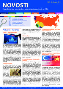 N°1 Avril-Juin[removed]NOVOSTI Newsletter sur les marchés russe et autres pays de la C.E.I. Turkménistan