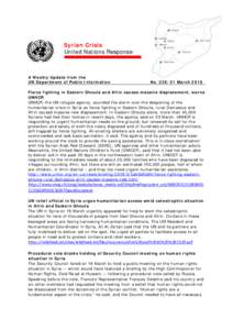 Syrian Crisis United Nations Response A Weekly Update from the UN Department of Public Information