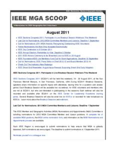 IEEE | Membership | Member & Geographic Activities  August 2011   IEEE Sections Congress 2011: Participate in Live Breakout Session Webinars This Weekend
