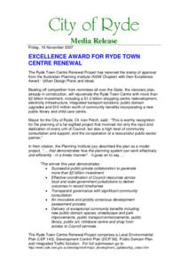 Microsoft Word - EXCELLENCE AWARD FOR RYDE TOWN CENTRE RENEWAL.doc