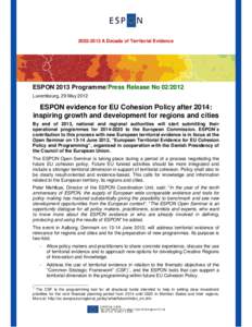 Structural Funds and Cohesion Fund / Interreg / Spatial planning / European Regional Development Fund / Political philosophy / Economy of the European Union / European Union / Europe