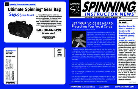 spinning instructor news special  Ultimate Spinning Gear Bag ®  $[removed]reg. $65.95)