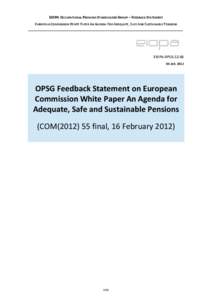 EIOPA-OPSG[removed]Feedback Statement on EC White Paper on Pensions