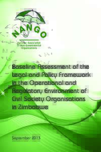 Baseline Assessment of the Legal and Policy Framework in the Operational and Regulatory Environment of Civil Society Organisations in Zimbabwe