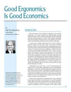 Good Ergonomics Is Good Economics By Hal W. Hendrick 1996 HFES