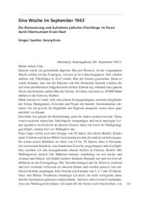 Eine Woche im September 1943 Die Rückweisung und Aufnahme jüdischer Flüchtlinge im Tessin durch Oberleutnant Erwin Naef Gregor Spuhler, Georg Kreis  «Balern[a], Sonntagabend. [26. September[removed]