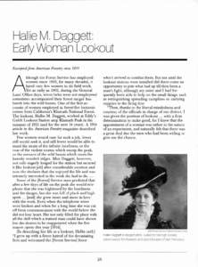 Hallie M, Daggett: Early Woman Lookout Excerptedfrom American Forestry circa 7914 A