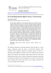 Journal on Ethnopolitics and Minority Issues in Europe Vol 12, No 1, 2013, 76-98 Copyright © ECMI 2013 This article is located at: http://www.ecmi.de/fileadmin/downloads/publications/JEMIE/2013/Quer.pdf