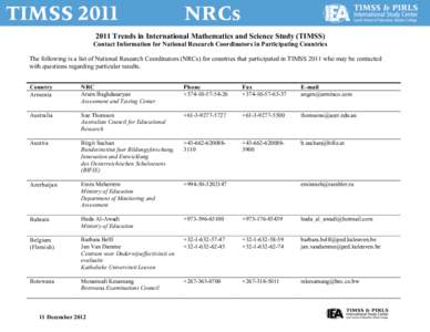 Microsoft Word - TIMSS NRC List for Press Release.doc