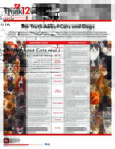 The Truth About Cats and Dogs Heartworm disease is a very serious disease in both cats and dogs, but the unique physiology of each species means that it is really two very different diseases. As you learn about the simil