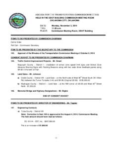 AGENDA FOR THE REGULAR TRANSPORTATION COMMISSION MEETING