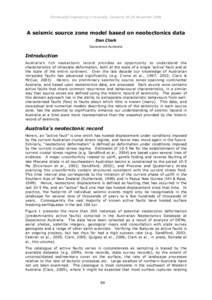 Earthquake Engineering in Australia, Canberra[removed]November[removed]A seismic source zone model based on neotectonics data Dan Clark Geoscience Australia