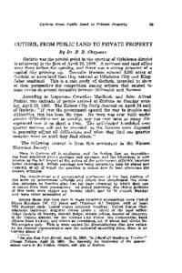 W t h r i e From Public Land to Private Property  GUTHRIE, FROM PUBLIC LAND TO PRIVATE PROPERTY By Dr. B. B. Chapman Guthrie was the pivotal point in the opening of Oklahoma district to settlement in the Run of April 22,