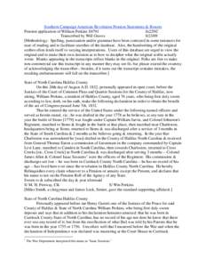 Southern Campaign American Revolution Pension Statements & Rosters Pension application of William Perkins S8791 fn22NC Transcribed by Will Graves[removed]Methodology: Spelling, punctuation and/or grammar have been corre