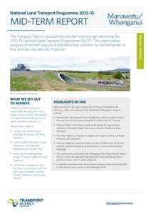 National Land Transport Programme 2012–15  mid-term report Manawatu/ Whanganui