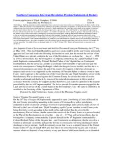 Southern Campaign American Revolution Pension Statements & Rosters Pension application of Elijah Humphrey S38066 Transcribed by Will Graves f7VA[removed]