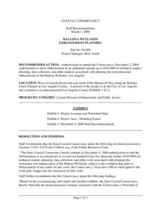 COASTAL CONSERVANCY Staff Recommendation March 2, 2006 BALLONA WETLANDS ENHANCEMENT PLANNING File No[removed]