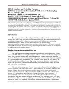 Maxillary and Periorbital Fractures      January 2004