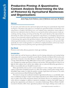 Research  Productive Pinning: A Quantitative Content Analysis Determining the Use of Pinterest by Agricultural Businesses and Organizations