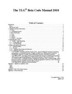 The TLG® Beta Code Manual[removed]Table of Contents
