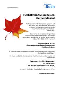 Zugestellt durch post.at  ! Herbstständle im neuen Gemeindesaal