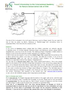 Travel Information to the International Academy for Nature Conservation Isle of Vilm Rügen Island