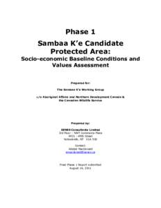 Phase 1 Sambaa K’e Candidate Protected Area: Socio-economic Baseline Conditions and Values Assessment