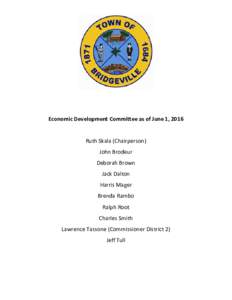 Economic Development Committee as of June 1, 2016 Ruth Skala (Chairperson) John Brodeur Deborah Brown Jack Dalton