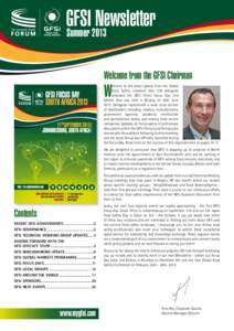GFSI Newsletter Summer 2013 Welcome from the GFSI Chairman  W