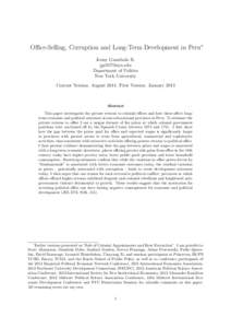 Office-Selling, Corruption and Long-Term Development in Peru∗ Jenny Guardado R. [removed] Department of Politics New York University Current Version: August[removed]First Version: January 2013