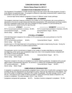 CONCORD SCHOOL DISTRICT District Status Report for[removed]ACCREDITATION STANDARDS FOR[removed]The Standards of Accreditation of Public Schools require that each school offer three programs of study in three different oc