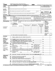 Form  Department of the Treasury—Internal Revenue Service 1040A Label