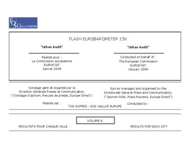 FLASH EUROBAROMETER 156 “Urban Audit” “Urban Audit”  Réalisé pour :