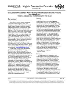 Evaluation of Household Water Quality in Buckingham County, Virginia SEPTEMBER 2011 VIRGINIA HOUSEHOLD WATER QUALITY PROGRAM Geology  Background