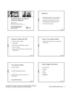 Mental health / Obesity / Clinical psychology / Psychotherapy / Books / The Beck Diet Solution / Judith S. Beck / Cognitive behavioral therapy / Beck Institute for Cognitive Behavior Therapy / Health / Medicine / Cognitive therapy