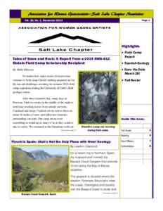 Association for Women Geoscientists—Salt Lake Chapter Newsletter Vol. 26, No. 1, December 2014 Page 1  Highlights