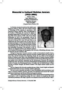 Memorial to Gerhard Christian Amstutz (1922–2005) WON C. PARK Tulsa, Oklahoma, USA RICHARD ZIMMERMAN Heidelberg, Germany