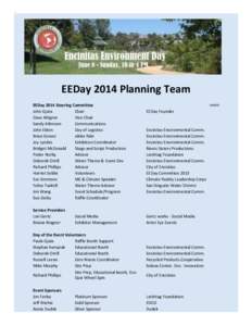 .  EEDay 2014 Planning Team EEDay 2014 Steering Committee John Gjata Chair