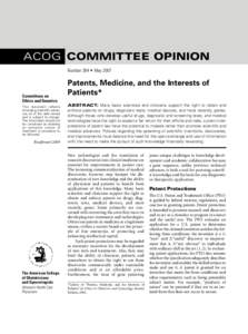 ACOG COMMITTEE OPINION Number 364 • May 2007 Committees on Ethics and Genetics This document reflects