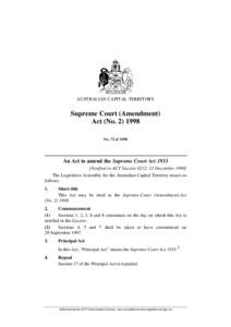 AUSTRALIAN CAPITAL TERRITORY  Supreme Court (Amendment) Act (No[removed]No. 72 of 1998