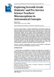 Eurasia Journal of Mathematics, Science & Technology Education, 2015, 1-20  Exploring Seventh-Grade Students’ and Pre-Service Science Teachers’ Misconceptions in